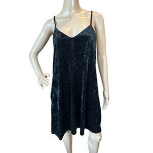 VTG Y2K Whimsigoth Velvet Burnout Dress Womens L Black Fairy Vamp Midi Goth Glam